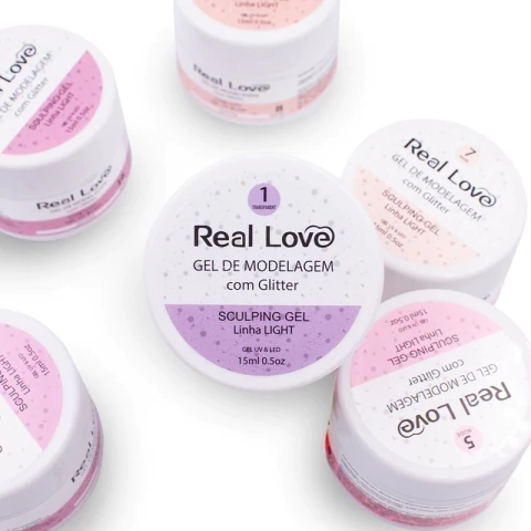 GEL DE ALONGAMENTO COM GLITTER CORES SORTIDAS - REAL LOVE