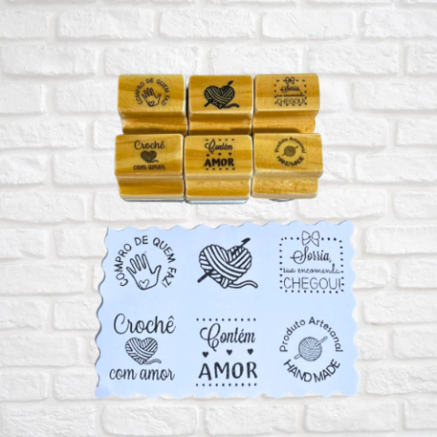 Kit carimbos crochê com 6 carimbos
