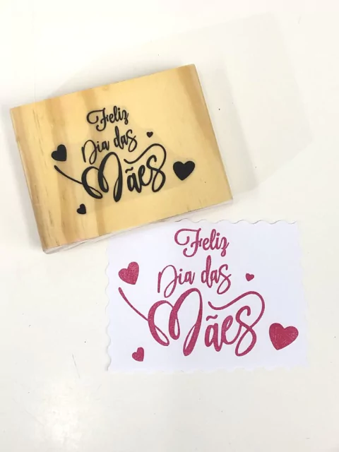 Carimbo feliz dia das mães coração