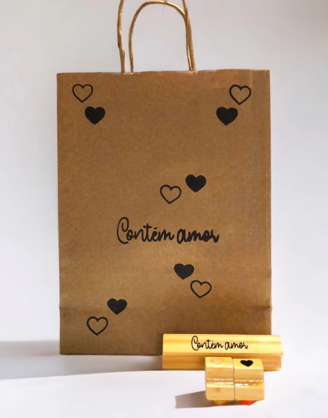 kit carimbos contem amor com 2 coração