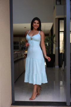 Vestido midi amarração busto
