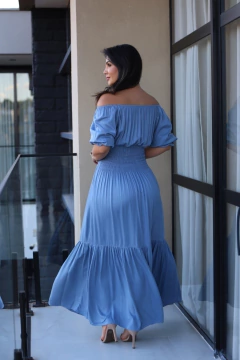 Vestido longo lastex na cintura - loja online