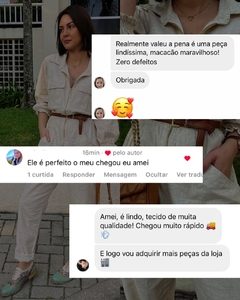 Macacão em linho cru ziper dourado - comprar online