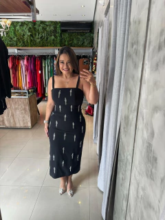 Vestido Razzo midi justo bordado