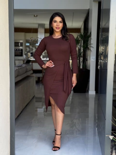 Vestido transpassado manga longa - comprar online