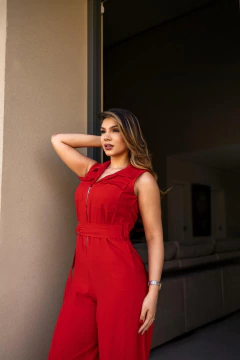 Macacão zíper cinto fivela - Yamada Fashion