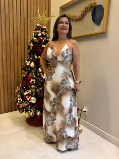 Vestido estampado amarrações com dourados - loja online