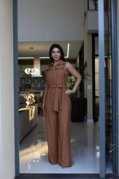 Macacão zíper frontal faixa - loja online