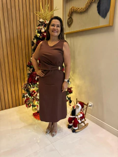 Vestido detalhe lateral dourado - Yamada Fashion