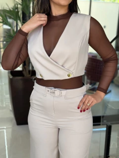 Conjunto de calça e colete botão - loja online