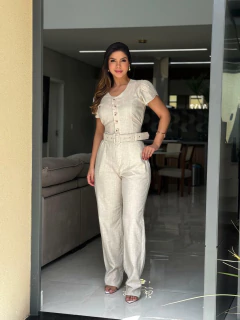 Macacão manguinha com cinto - loja online