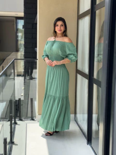 Imagem do vestido longo lastex na cintura