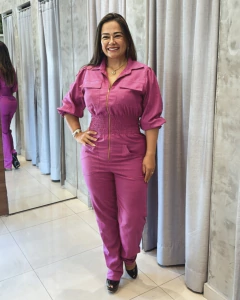 Macacão em linho colorido zíper - loja online