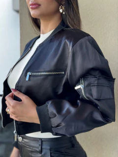 Jaqueta acetinada punho - loja online