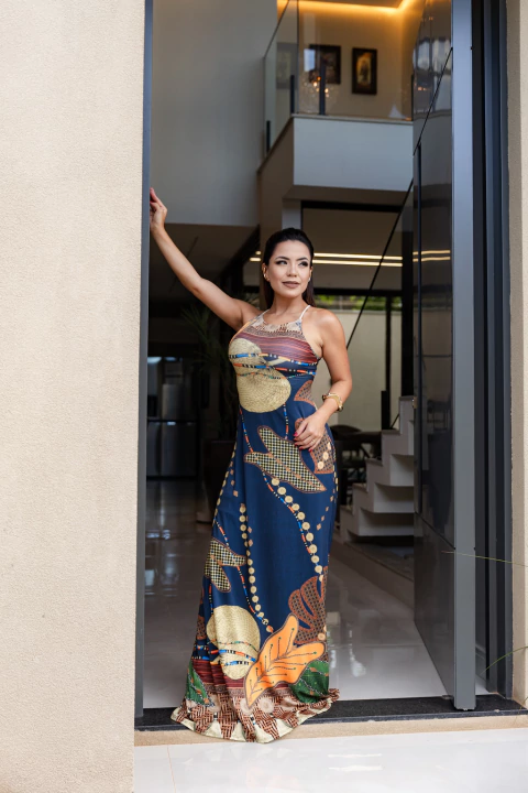 Vestido fluity amarração atras