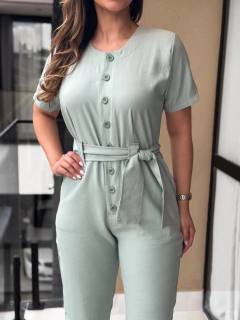 Macacão botões longo com faixa - comprar online