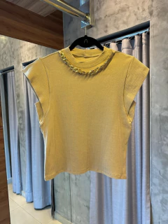 Blusa canelada gola corrente - loja online