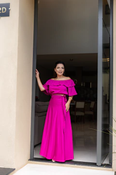 Conjunto saia transpassado e blusa