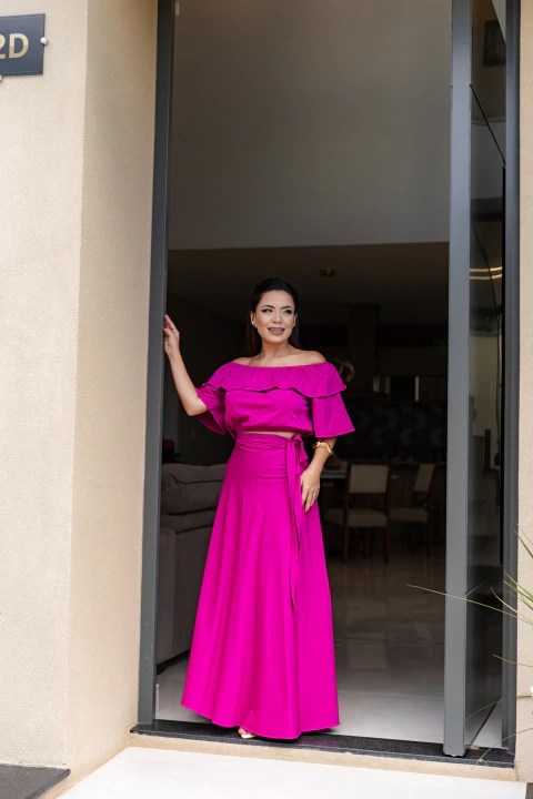 Conjunto saia transpassado e blusa