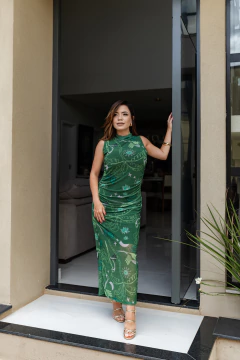 Vestido tule gola alta forrado tamanho unico (38/40)