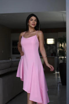 Vestido lastex nas costas assimetrico