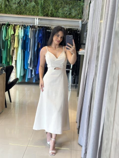Vestido midi mirella linho - loja online