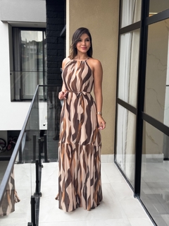 Vestido longo fluity em tule estampado - comprar online