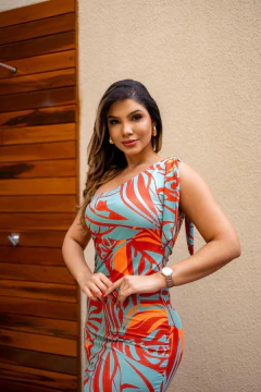 Vestido fluity estampado com bojo