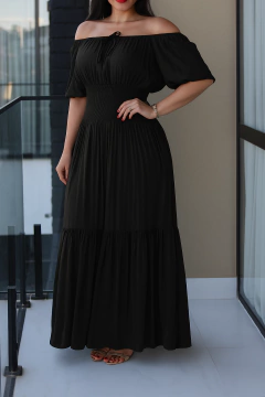 Vestido longo lastex na cintura - comprar online