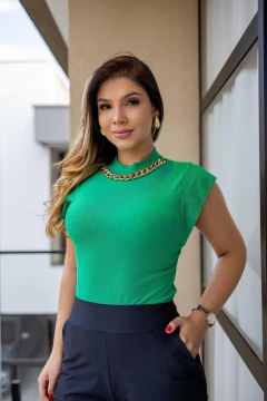 Blusa canelada gola corrente - Yamada Fashion