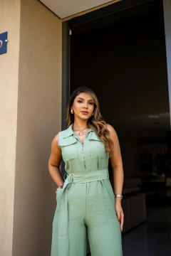 Macacão zíper cinto fivela - Yamada Fashion