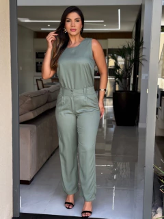 Conjunto de blusa e calça capri com elástico - comprar online