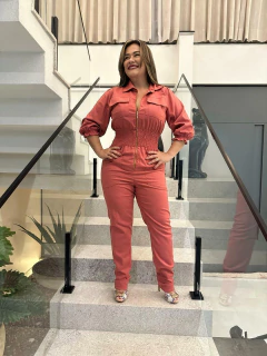 Macacão em linho colorido zíper - loja online