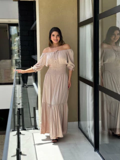 vestido longo lastex na cintura - loja online