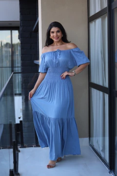 Vestido longo lastex na cintura - Yamada Fashion