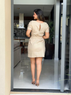 Vestido forrado curto linho - loja online