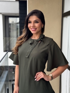 Vestido manga morcego laço - comprar online