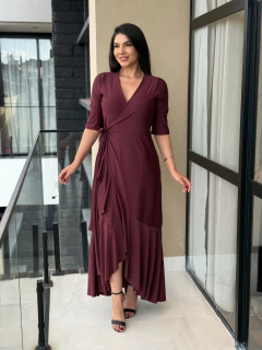 Vestido suplex transpassado manga 3/4 na internet