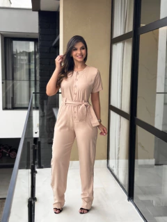 Macacão botões longo com faixa - Yamada Fashion