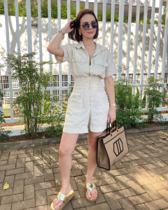 Macaquinho zíper linho cores - Yamada Fashion