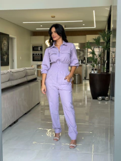 Macacão em linho colorido zíper na internet