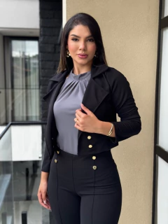 Conjunto malha crepe scuba com blazer - Yamada Fashion