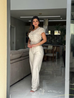 Macacão manguinha com cinto - Yamada Fashion