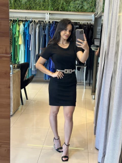 Vestido tubinho camurça preto - comprar online