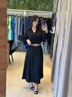 vestido chemise punho elástico