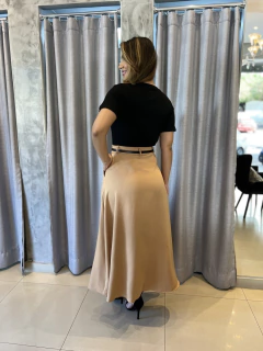 Saia midi cinto alfaiataria - Yamada Fashion