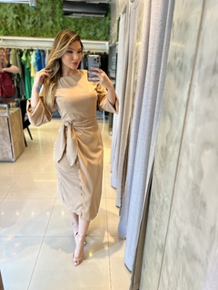 Vestido midi transpassado mangas - Yamada Fashion