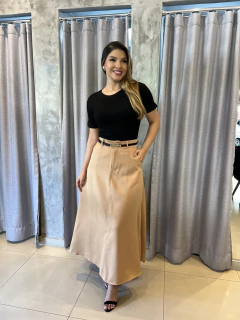 Saia midi cinto alfaiataria na internet