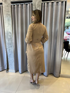 Vestido midi transpassado mangas - comprar online