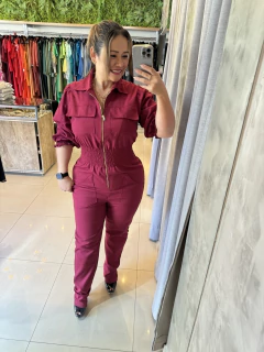 Macacão em linho colorido zíper - loja online